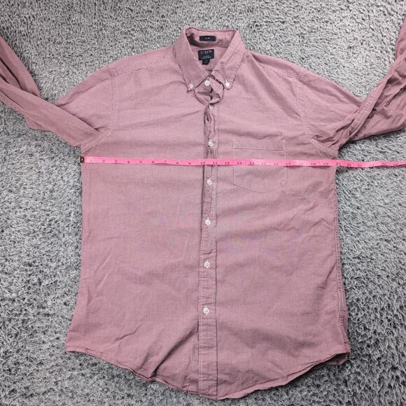 J Crew Shirt Men Medium Red Slim Normcore Preppy Check Long Sleeve Casual Work - Picture 3 of 6